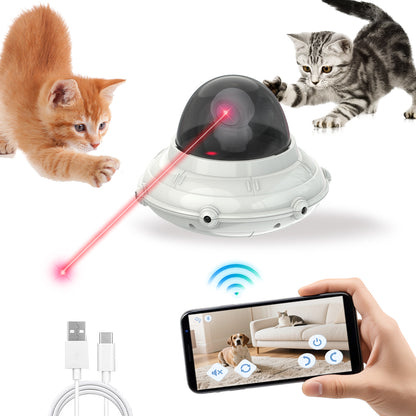 Cat Laser Toy,App Remote Control & Automatic Sensor Cat Interactive Toy,360° & 3 Laser Modes with USB Charging.Fun Toys for Indoor Cats & Kittens