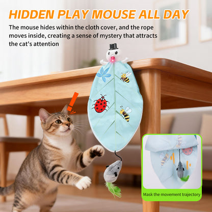 Interactive Cat Toy,3 in1 Automatic Hide for Indoor,Hanging Rechargeable & App Remote Control with  Cat Laser Toy,Squeaky Plush mouse with Seek Moving Concealed