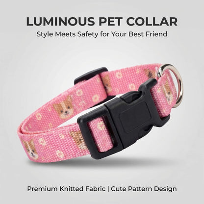 Custom Glow-in-the-Dark Knitted Collar, Personalized Pattern Pet Collar with Adjustable Fit, Quick-Release Buckle, Reinforced D-Ring, Soft Breathable Fabric for Small Medium Large Dogs（Free Shipping）