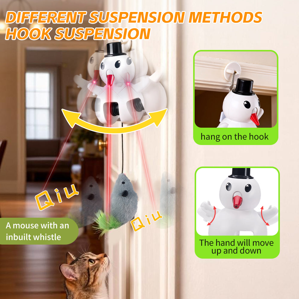 Interactive Cat Toy,3 in1 Automatic Hide for Indoor,Hanging Rechargeable & App Remote Control with  Cat Laser Toy,Squeaky Plush mouse with Seek Moving Concealed