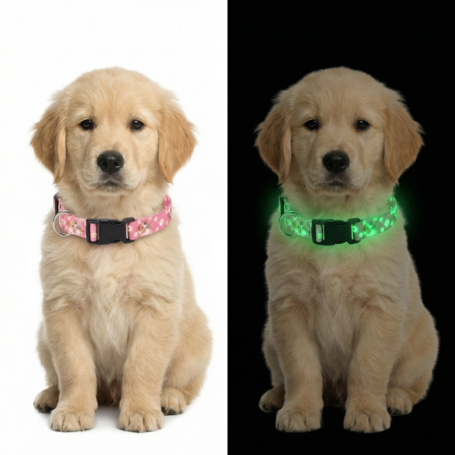 Custom Glow-in-the-Dark Knitted Collar, Personalized Pattern Pet Collar with Adjustable Fit, Quick-Release Buckle, Reinforced D-Ring, Soft Breathable Fabric for Small Medium Large Dogs（Free Shipping）