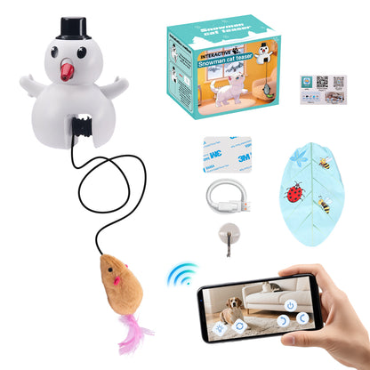 Interactive Cat Toy,3 in1 Automatic Hide for Indoor,Hanging Rechargeable & App Remote Control with  Cat Laser Toy,Squeaky Plush mouse with Seek Moving Concealed